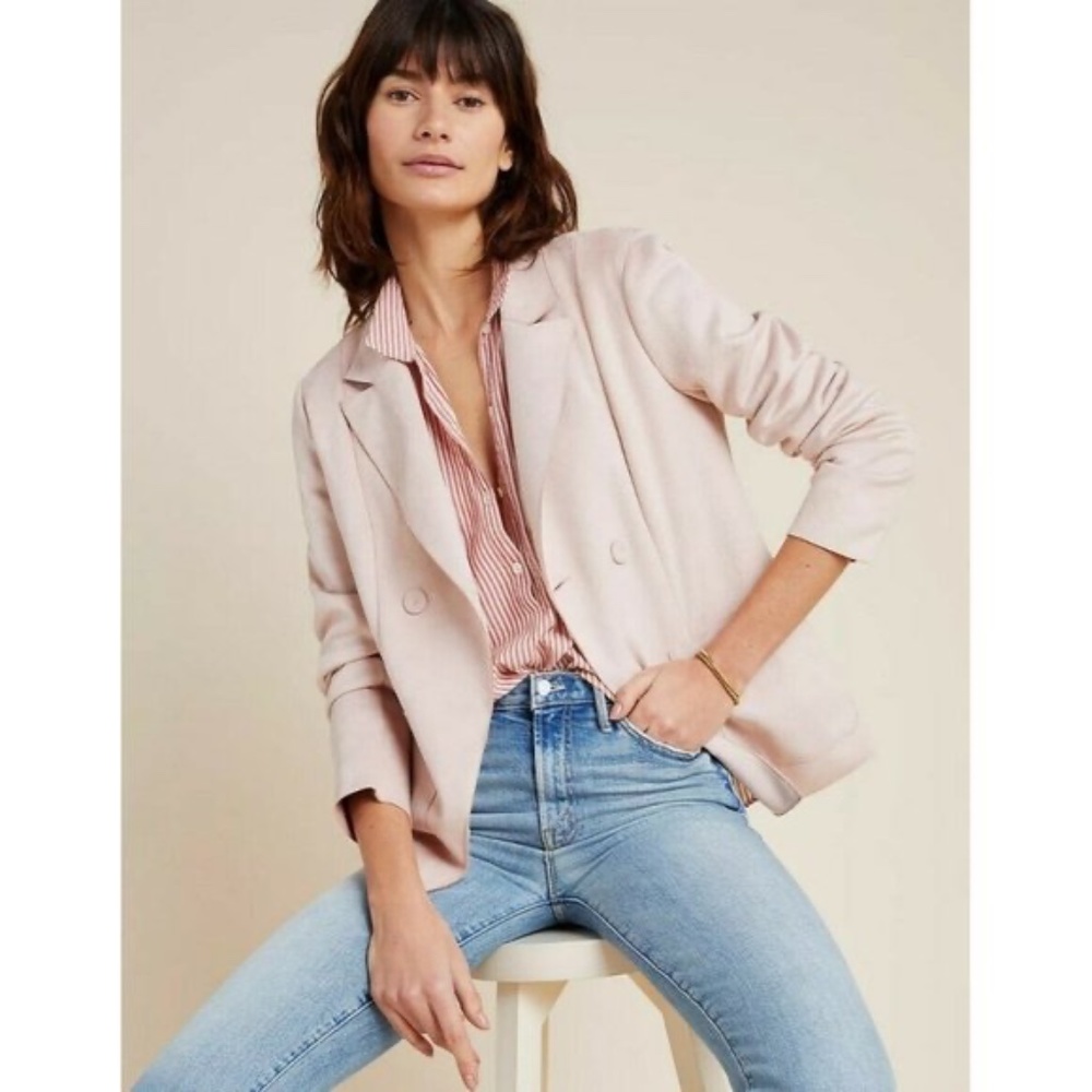 Anthropologie Charli Suede Blazer In Dusty Pink Size SMALL